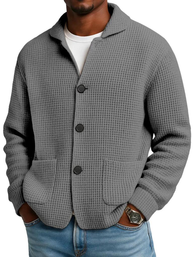 Giacca da Uomo con Revers Europea & Americana - Autunno/Inverno Maglia a Nido d'Ape Camicia Casual alla Moda