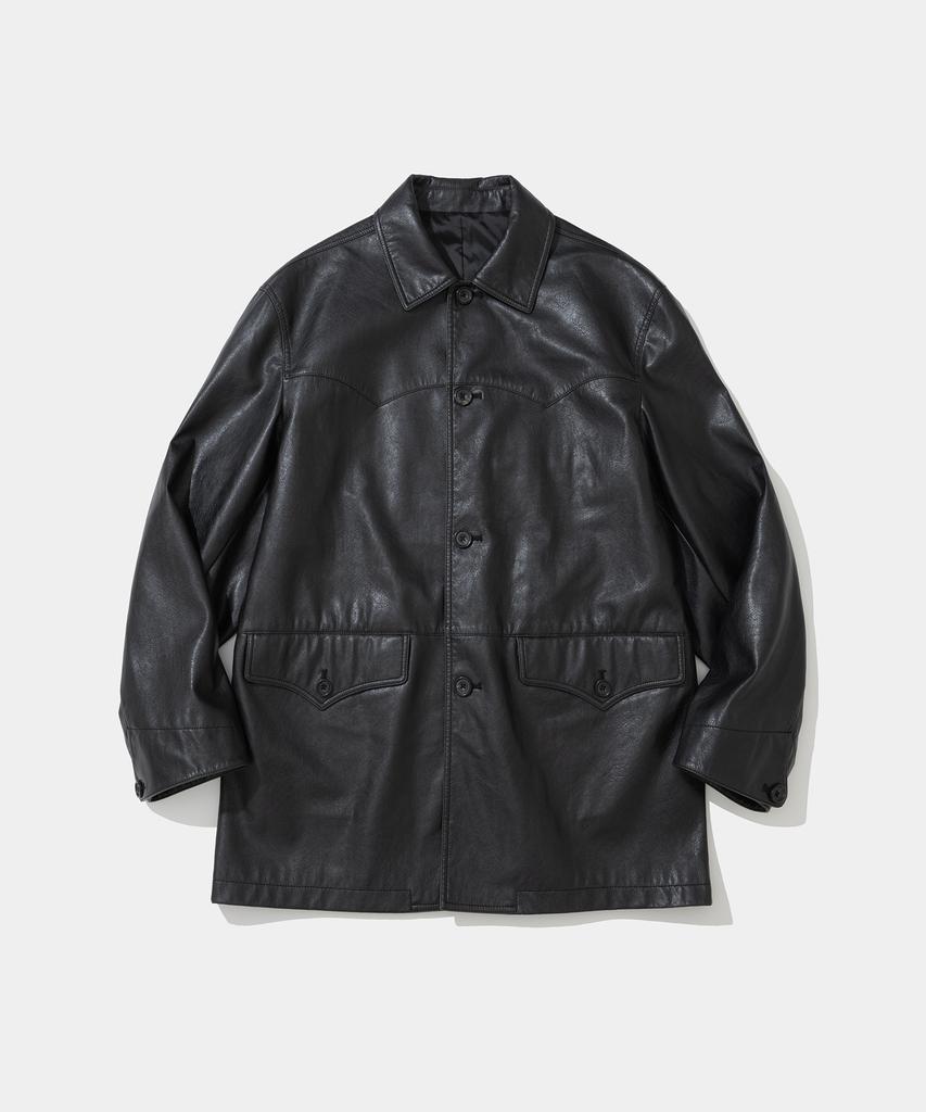 Uniform Bridge Faux Leather Western Car Coat Black