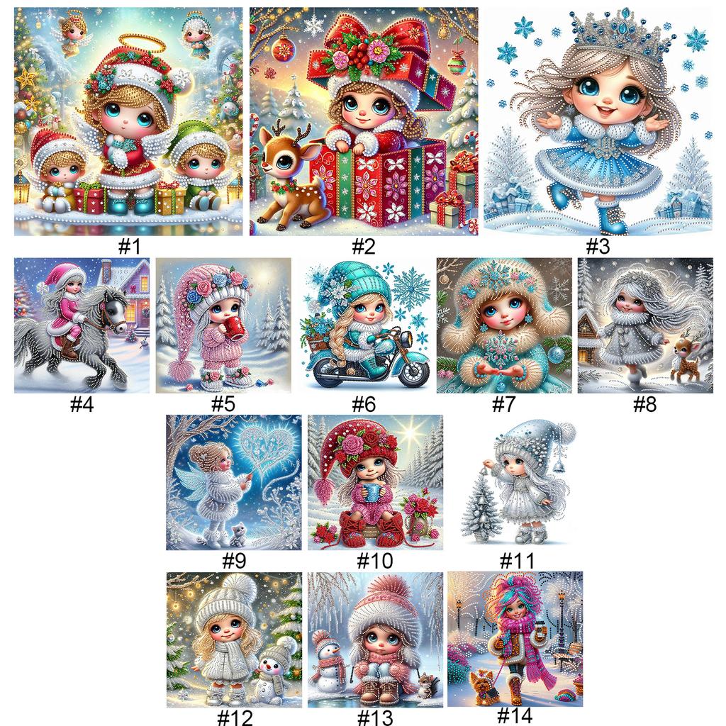 Snow Girl 5D DIY Diamond Art Painting Kits for Home Wall Decor Diamond Art Kits Crystal Rhinestones Diamond Painting 30x30cm