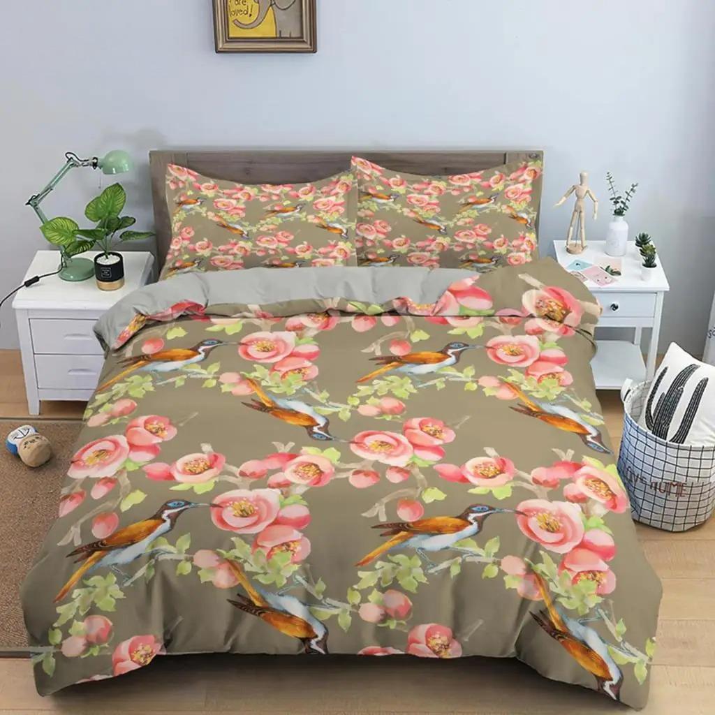 Klassische Bettbezug-Sets mit Blumenmuster, Blau und Gold, King-, Queen-, Full- und Twin-Doppelbettbezüge, Kissenbezüge, Bettwäsche-Set, 260 x 220 cm
