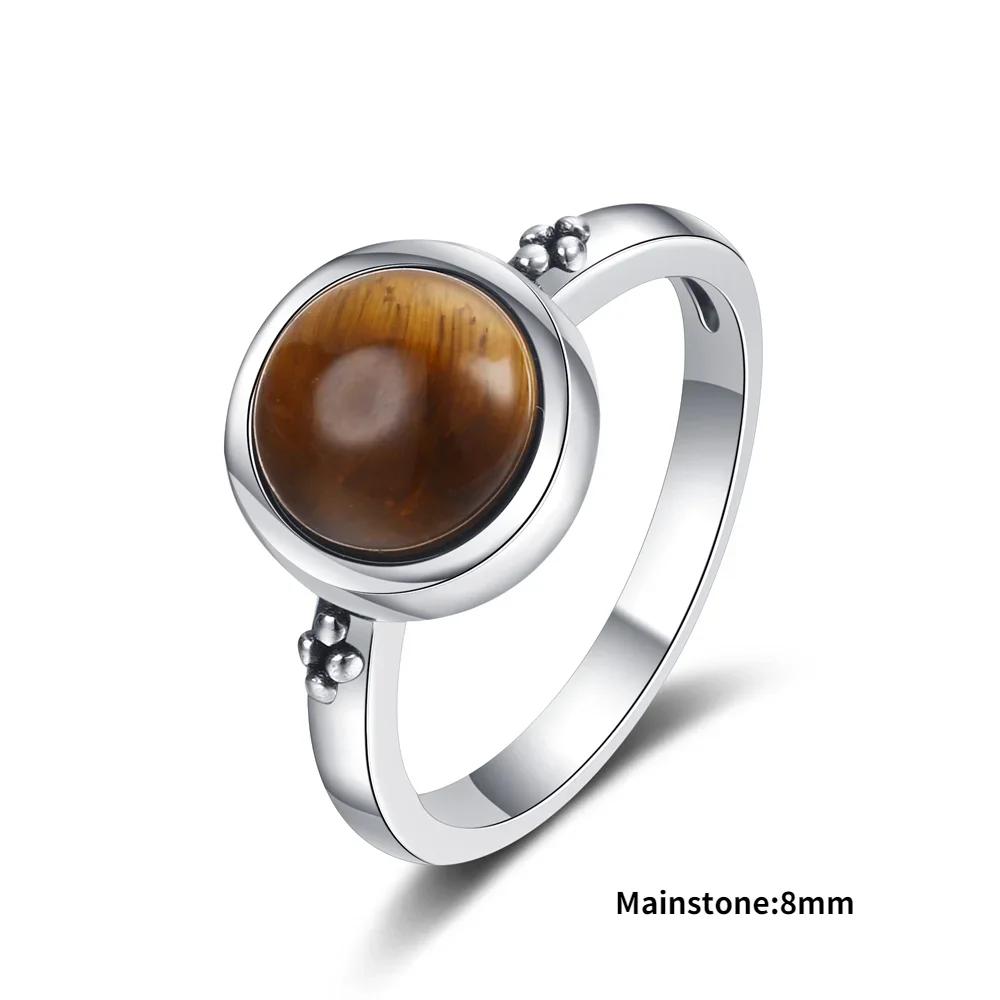 High Quality Natural Tiger Eye Rings S Silver  Ring for Women Gifts Vintage Fine Wedding Party Ring Wholesale