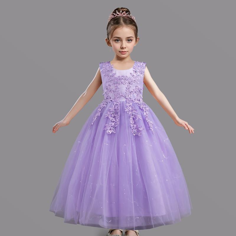 Girls Kids Puffy Princess Dress Wedding Party Performance Flower Girl Dress
