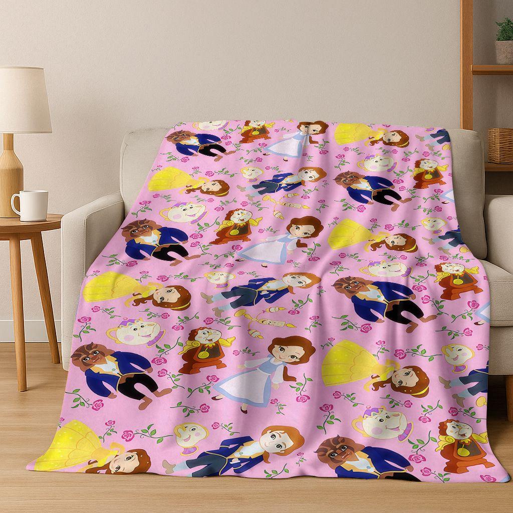 3D-Flanelldecke mit dem Motiv „Die Schöne und das Biest“ – warm, kuschelig und perfekt für Zuhause, Schlafzimmer, Bett oder Sofa. Ideal als Geschenk für Kinder.