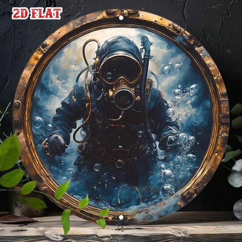 Vintage Metal Wall Art Sign Round Nautical Porthole 7.8 Inch for Home Bar Decor