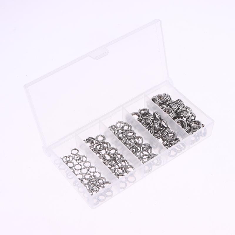 Stainless Steel O-Shaped Ring Set 200Pcs Fishing Split Ring Kit Fishing Lures Connectors Fishing Jigging Tackle Split Rings Set
