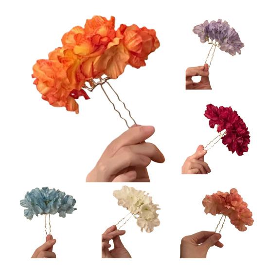 Women Hair Stick Artificial Flower Decor Hairpin Buns Half-Combed Hairstyles Chinese Hairpin Headgear Hanfu Hair Accessories