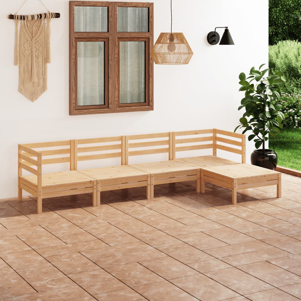 Vidaxl 5-Cz. Garden Lounge Set, Solid Pine Wood