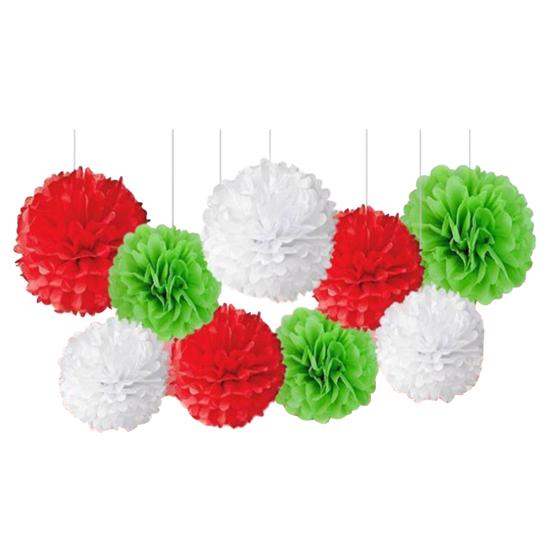 9Pcs Xmas Halloween Handmade Bunting Tissue Paper Flower Wedding Party Decor