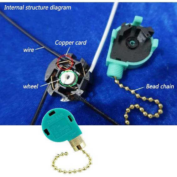 Ceiling Fan Pull Chain Switch 3 Speed 4 Wire Zing Ear ZE-268S6 Ceiling Fan Pull Chain Cord Switch Replacement for Ceiling Fans,Wall Lamps,Cabinet