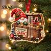 Unique Christmas Present Holder Gnome Cash Ornament, Acrylic Hanging Pendant for Indoor Outdoor Holiday Decor Tree Decoration, Money Surprise