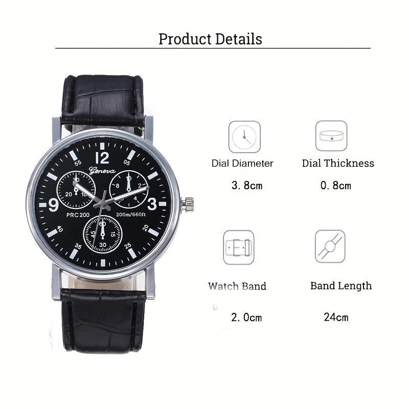 Classic Three-Eye Men's Quartz Watch - Fashionable Timepiece with Date Display and Leather Strap - Ideal Gift for Him