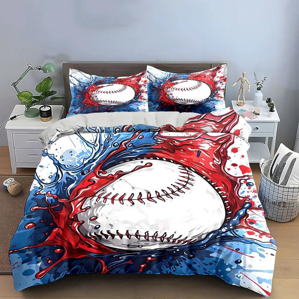 "Baseball Themed Art Set" Soft Comfortable Duvet Cover Bedding Set Included 1*Duvet Cover & 2*Pillowcases Gift
