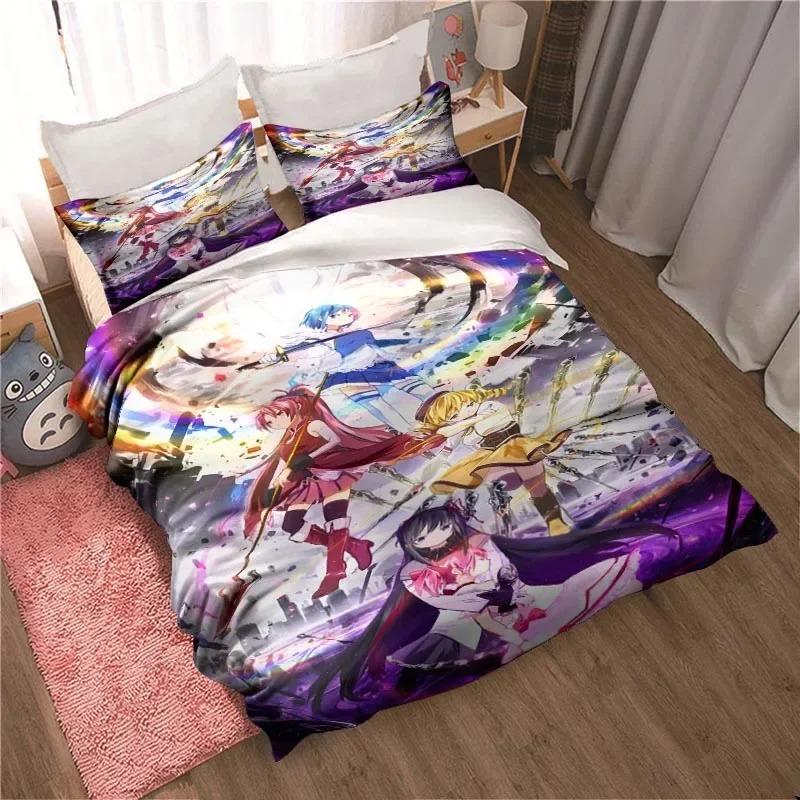 Cartoon Puella Magi Madoka Magica Bedding Set Sheet King Twin Double Child Mircofiber Polyester Duvet Cover Sets