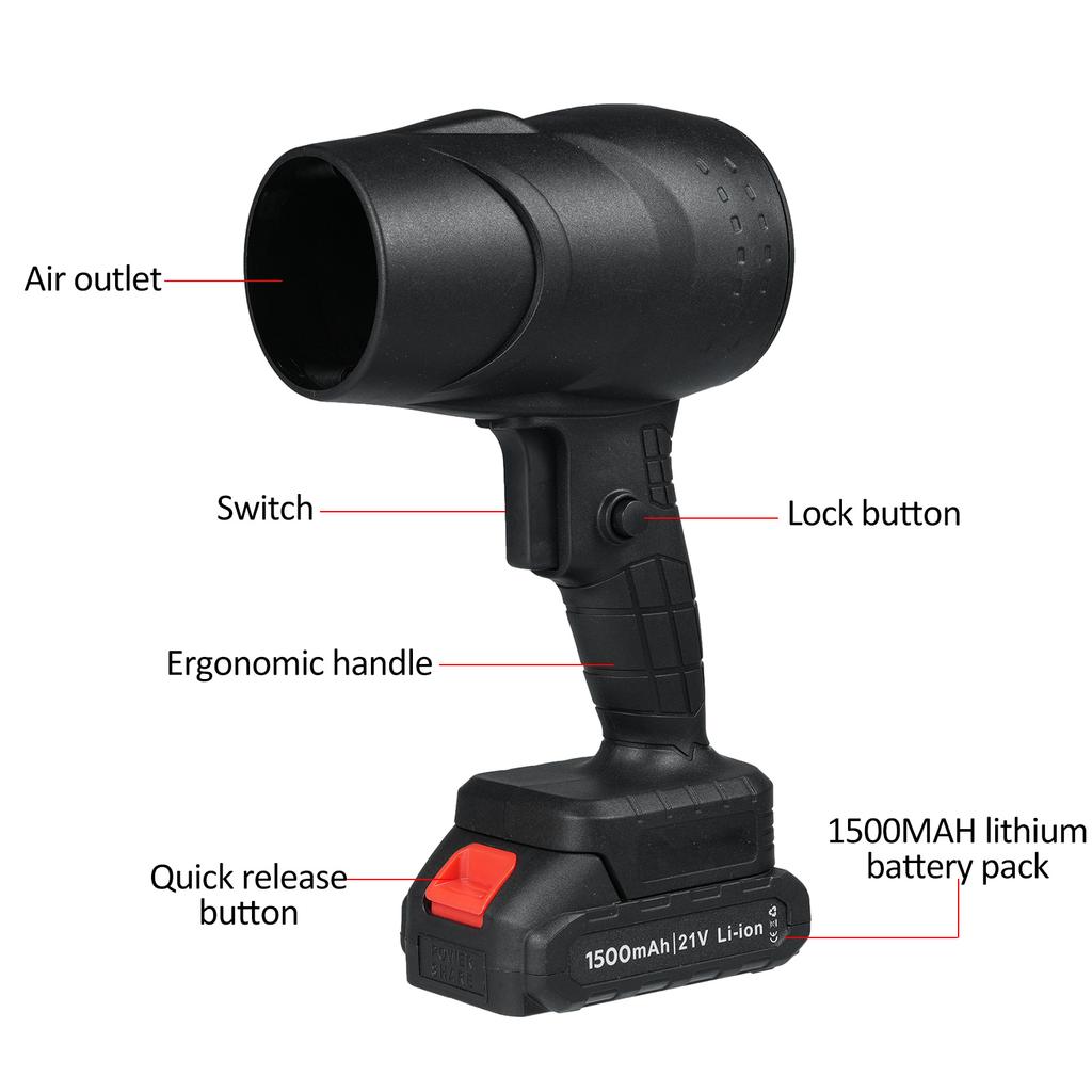 Cordless Dust Blower, 1050W Powerful Air Blower Turbo Jet Fan, Handheld Blower Sawdust Blower 30Ms