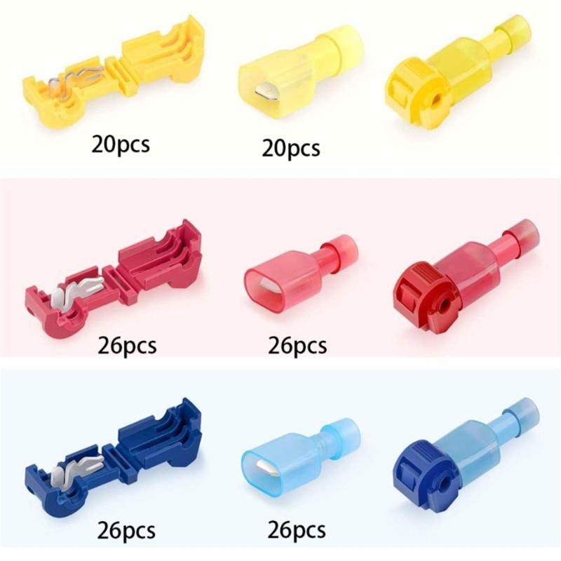 144Pcs T-Tap Wire Connectors Quick Wire Splices Connectors Self-Stripping Electrical Connectors for Wiring Automotive