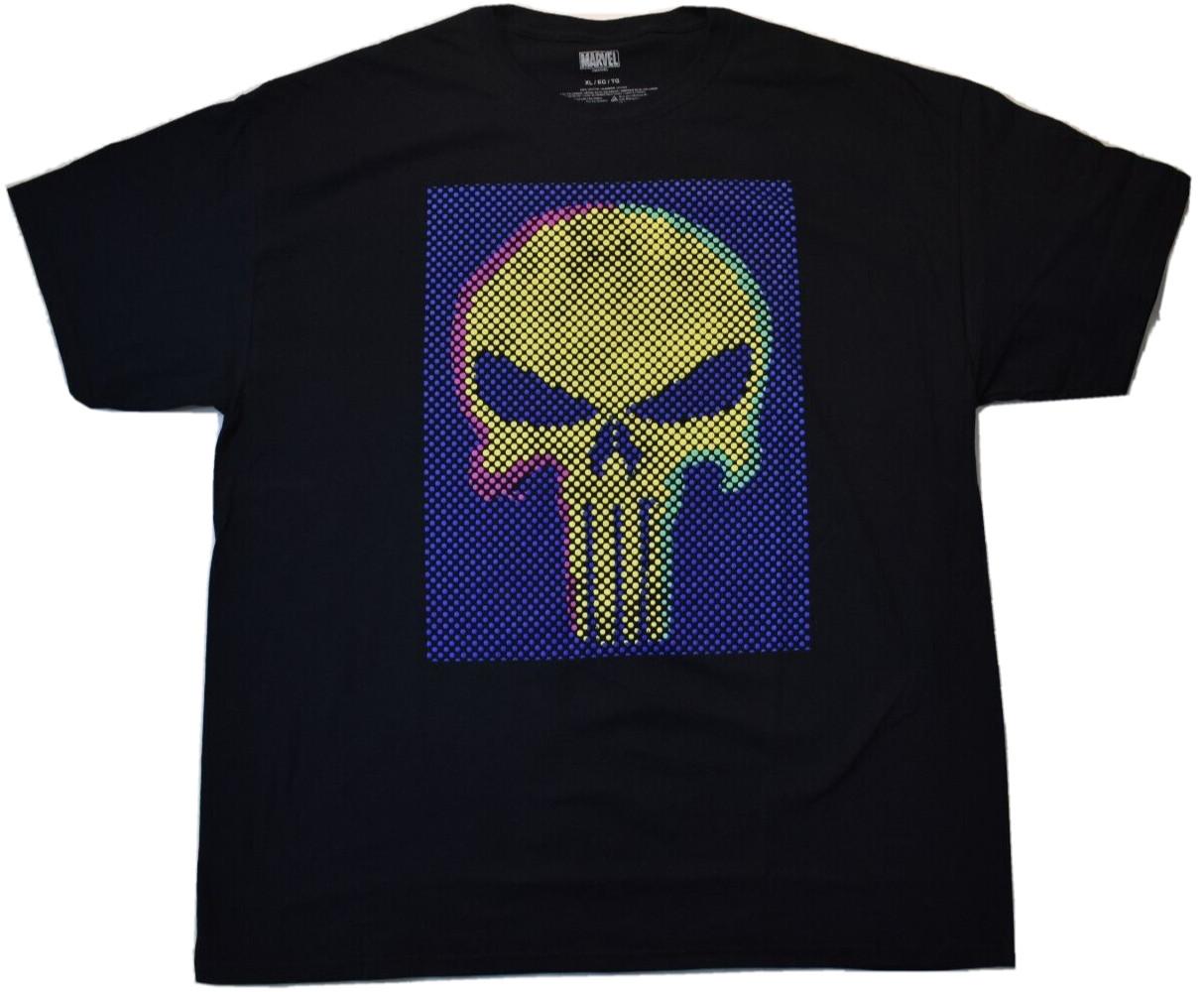 Marvel Mens Punisher Skull Raised Dots Graphic Black Shirt New 3XL XL