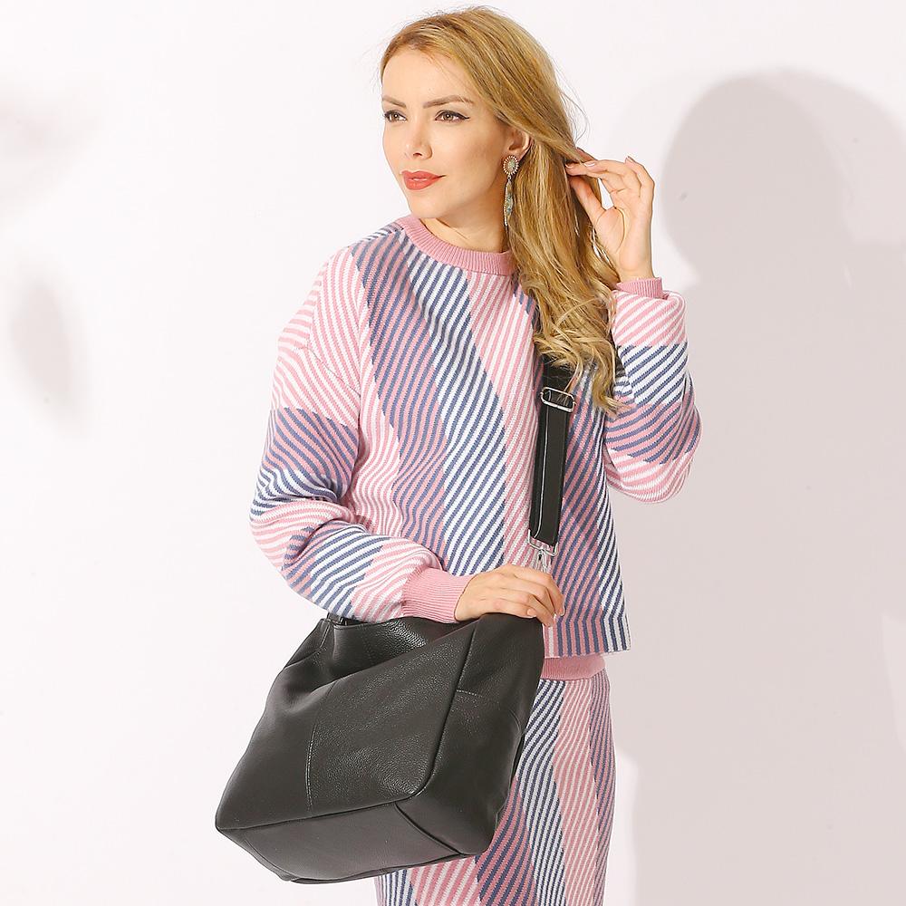 Damen Umhängetasche 100% Echtleder Große Einkaufstasche Arbeitstasche Hobos Schwarz Crossover Bag Passend für Laptop