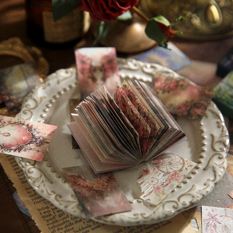 100 pcs/book Retro Material Paper Aestheti Scrapbooking DIY Decorate Journaling Vintage Stationery Aesthetic Plants Manuscript