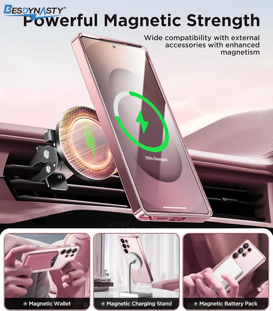 S26Ultra Magnetic For Magsafe Case For Samsung Galaxy S26 S25 Edge S24 S23 FE Ultra Plus S26+ Soft Clear Plating Silicone Shell