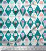 Soimoi Blue Japan Crepe Satin Fabric Diamond & Ice Cream Cone Food Print Fabric by the Metre 42 Inch