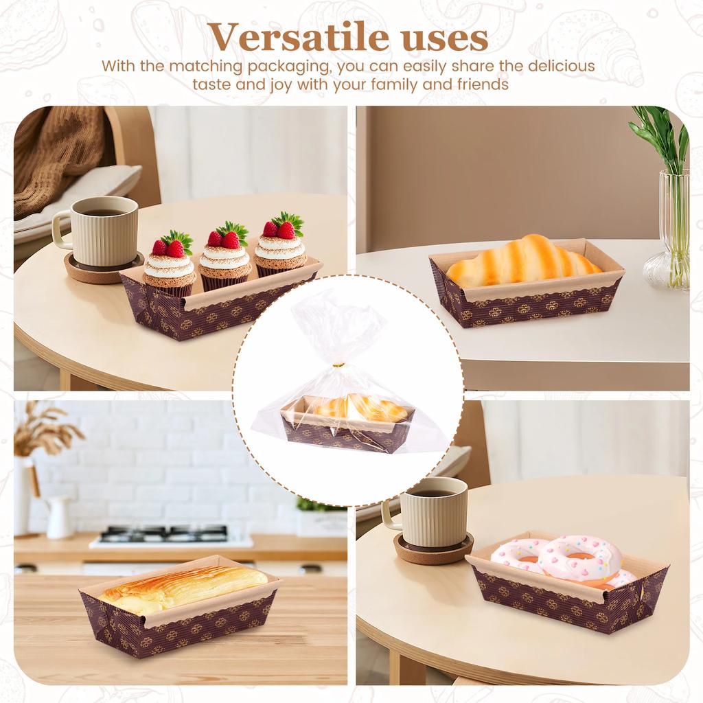 25 יחידות תבניות אפייה נייר תבנית כיכר לחם תבנית טוסט חד פעמיות מיכלי מזון לעוגה ליינר תבנית לחם עם שקיות ציוד אפייה