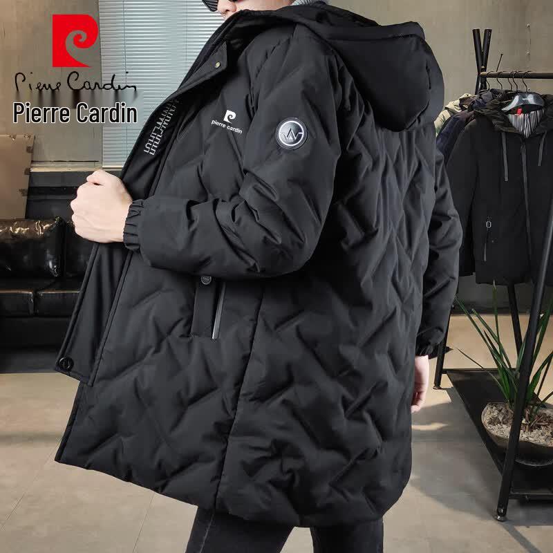 Pierre Cardin Men s Hooded Mid-Length Down Jacket L чёрный