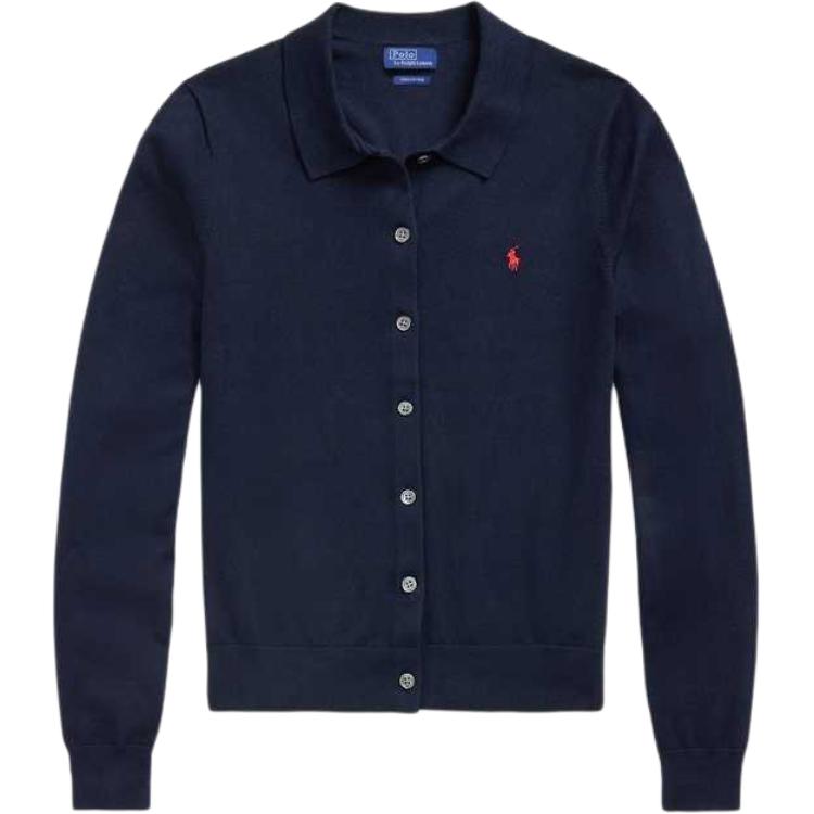 

Женский вязаный свитер Polo Ralph Lauren однотонный с вышивкой маленького пони, с длинным рукавом, темно-синий WMPOSWENDW20353-400 S