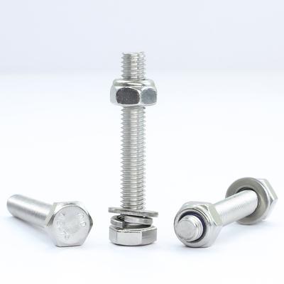 Hexagon Head Bolts and Lock Nuts Washers Set Stainless Steel Hex Head Screws With Locknut Kit Spring Washers M4 M5 M6 M8 M10 M12