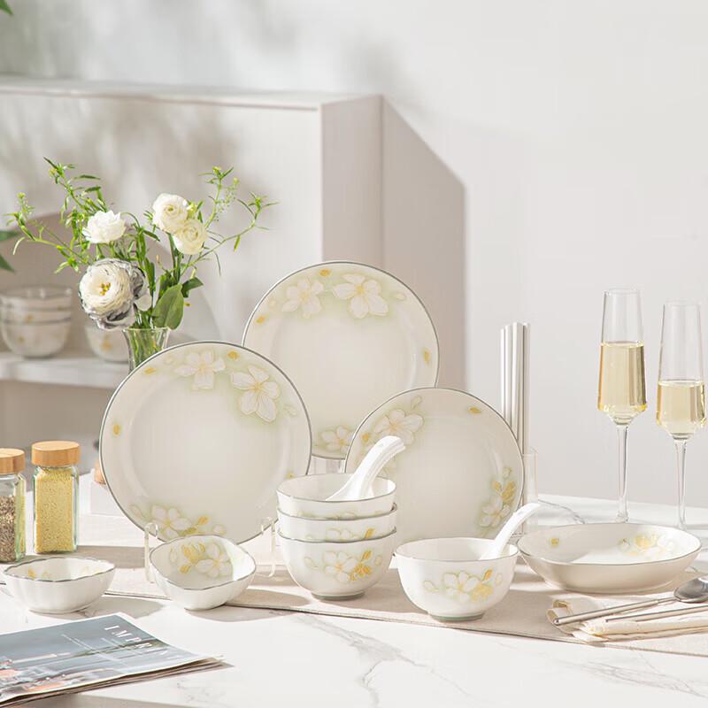 Weidu Pastorale Blumendekor 18-teiliges Keramik-Geschirrset