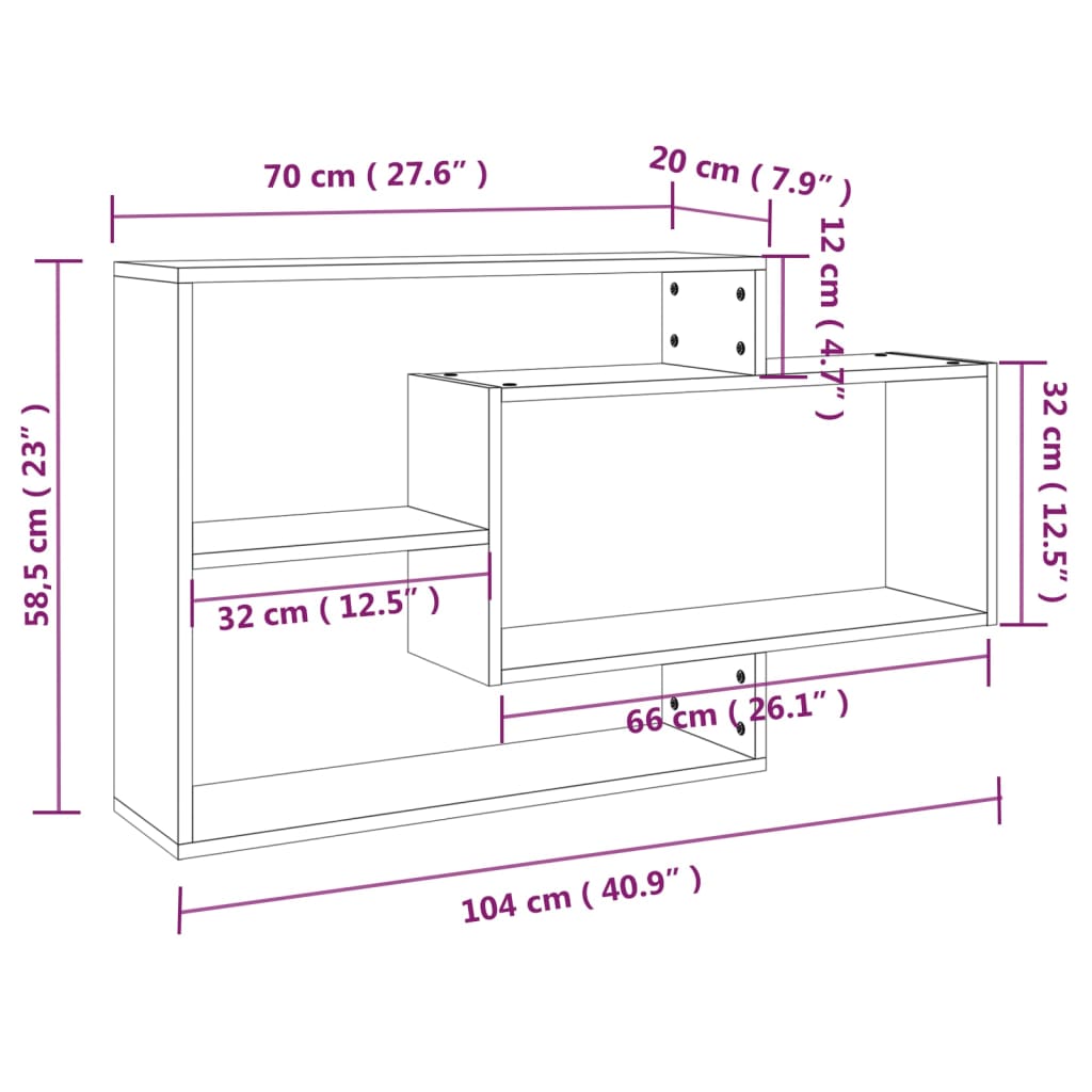 Wall Shelf Grey Sonoma 104 x 20 x 58.5 cm Particleboard