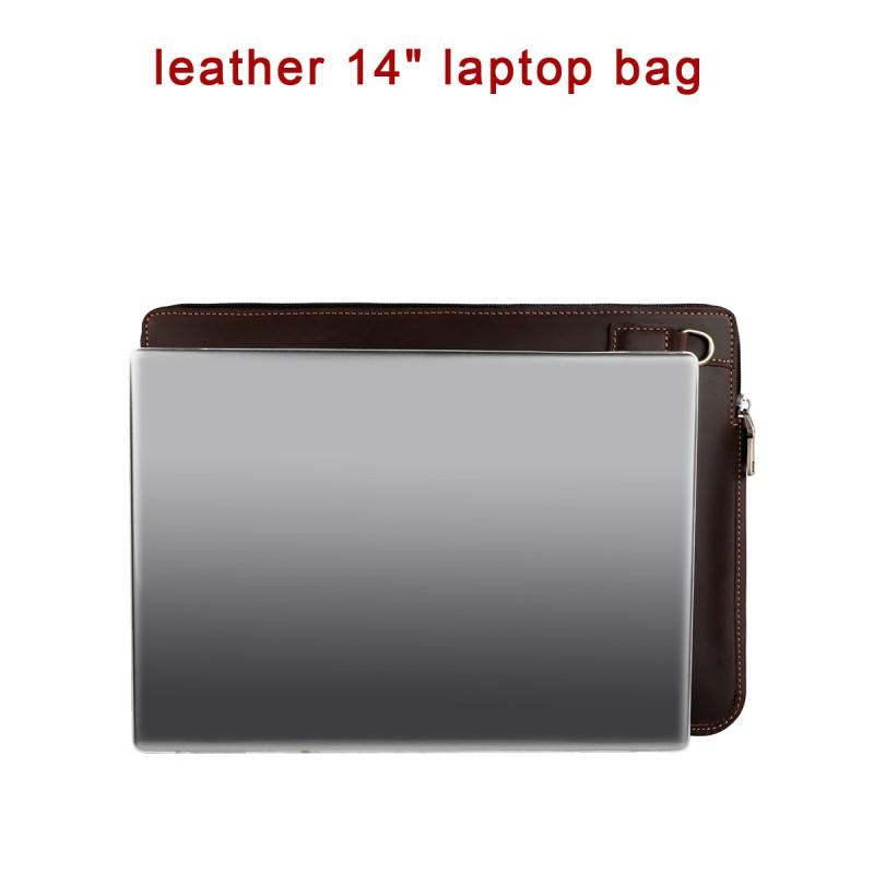 Genuine Crazy Horse Leather Laptop Sleeve Case 14-inch MacBook Pro M1/M2/M3 Men Women Neutral Style Handheld Bag