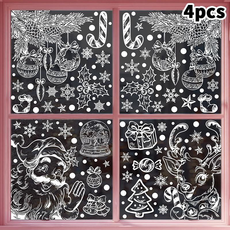 

Різдвяні наклейки Зимова сніжинка Лось Статичні наклейки Прикраси для різдвяної вечірки Підвіска Подарункова коробка Наклейки на вікна A8