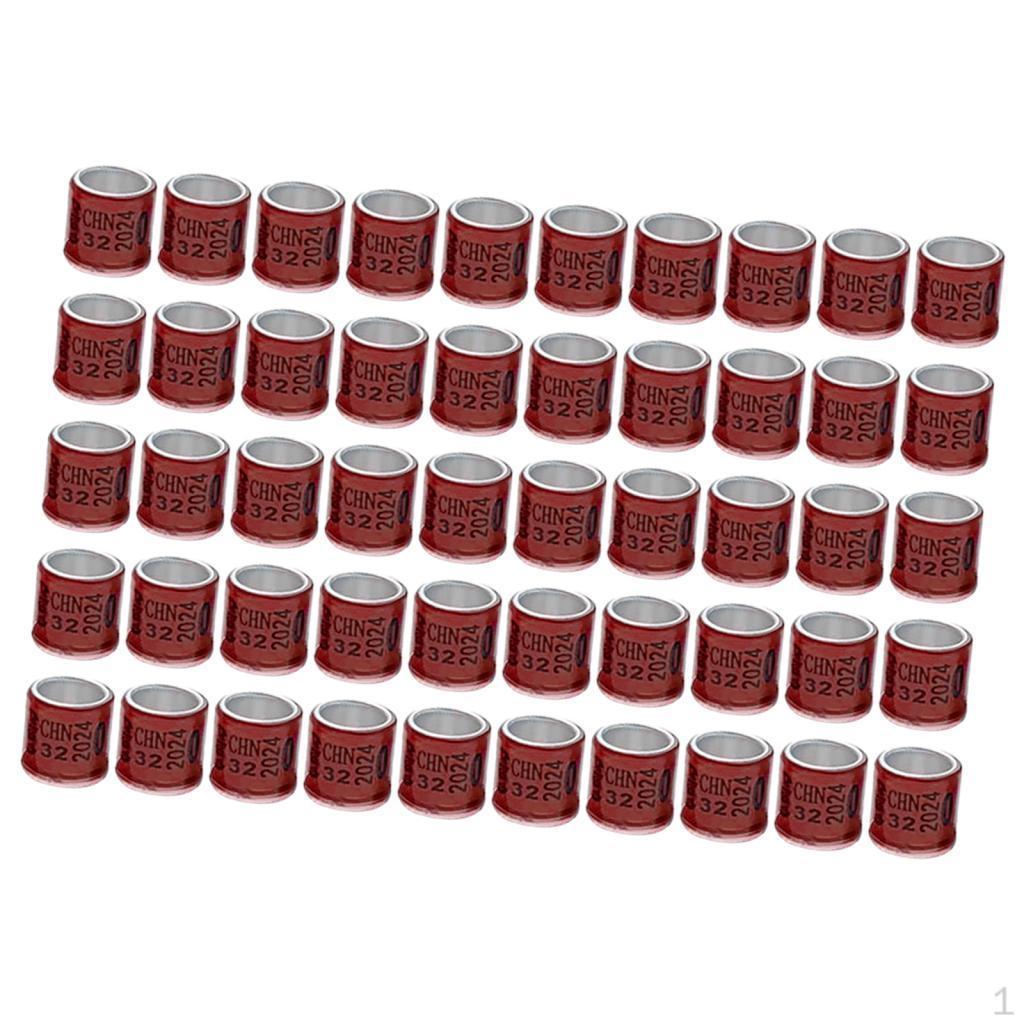 

50pcs Leg Rings, Bird Dove Foot Bands for Parrot, Bantam Finch, Chicken, Small Poultry, Canary, Brown
