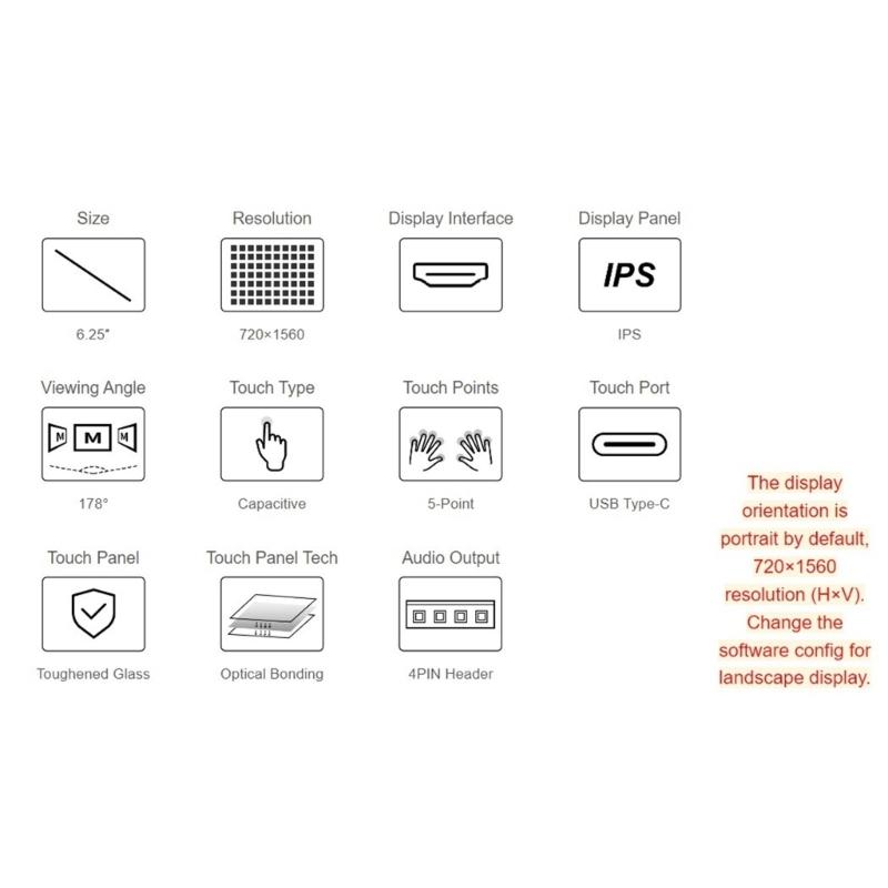 6.25inch Capacitive Touch Screens LCD 720x1560 Resolution Display IPS Panel Toughened Glass Cover Touch Screens