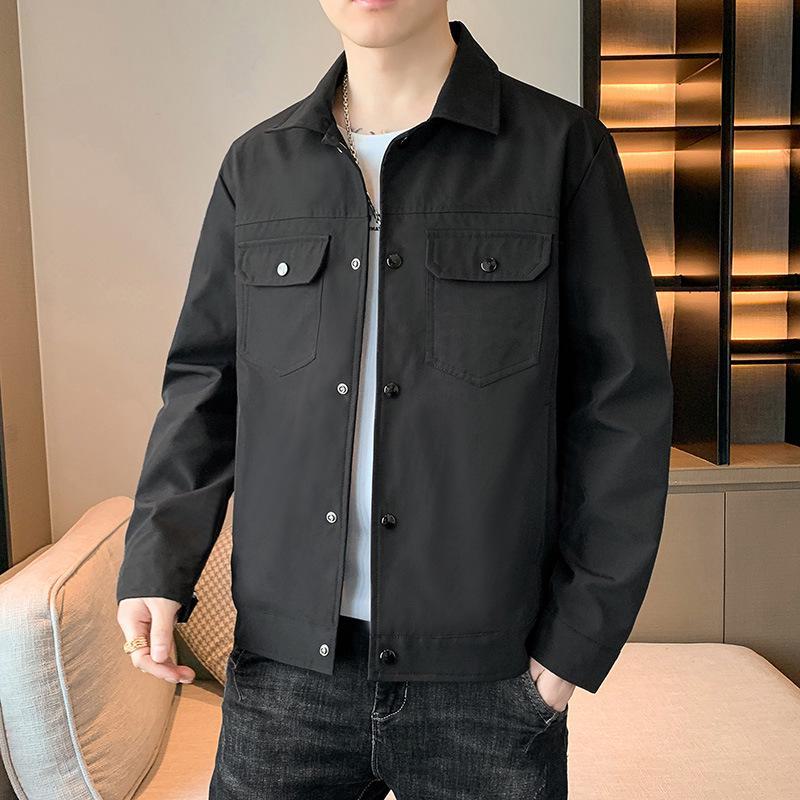 Men's High-End Lapel Casual Jacket: Trendy Short Windbreaker for Spring & Autumn