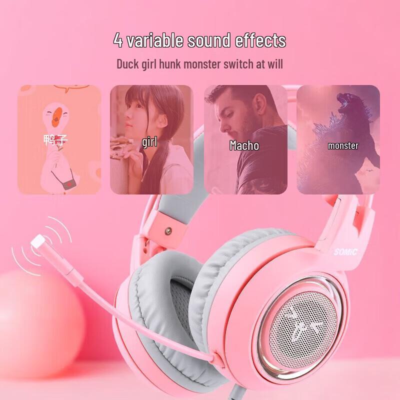 SOMIC G951 Rosa Katzenohren USB 7.1 Gaming-Headset