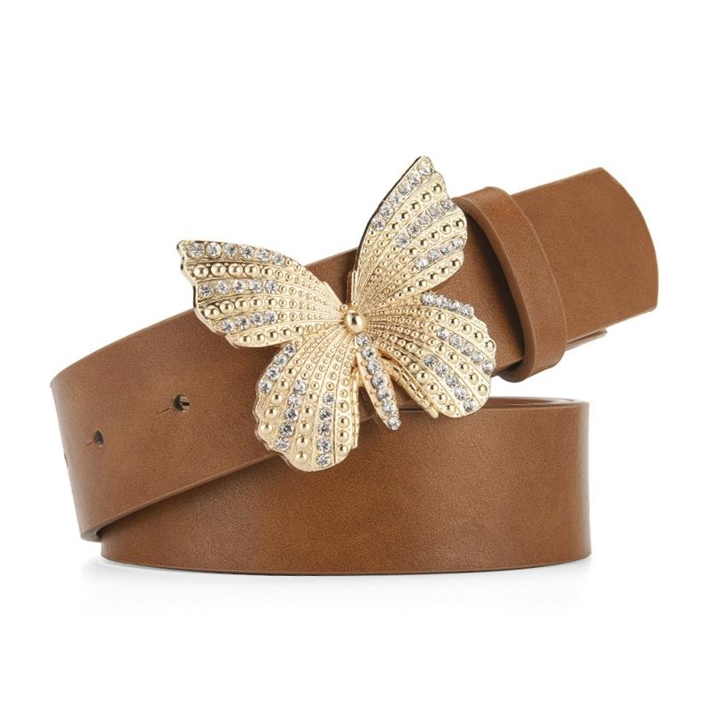 

Панк пояс на талию для женщин Пояс из ПУ кожи с блестящими стразами Пряжка-бабочка Повседневная носка Джинсы Брюки Боди Суп 1 хаки