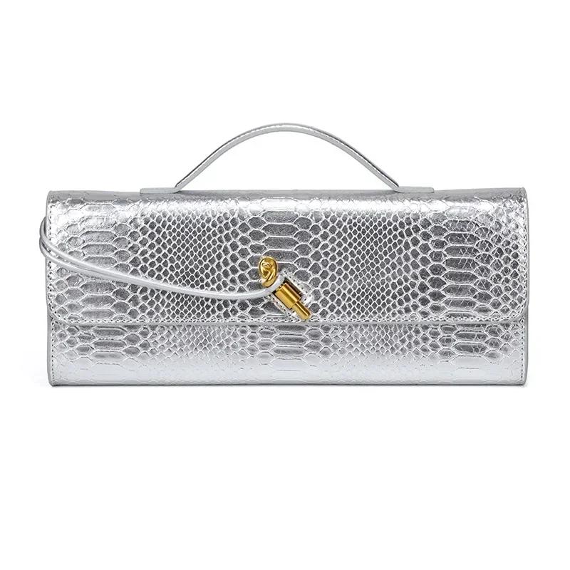 New arrival elegant and exclusive bag for feminine occasions fashion crocodile-pattern top-handle bag for party