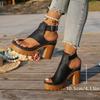 Summer Heels for Women Chunky Platform High Block Heeled Sandals Open Toe Wedding Party Ankle Strap Dress Shoes Women's Lightweight Non-Slip Pumps