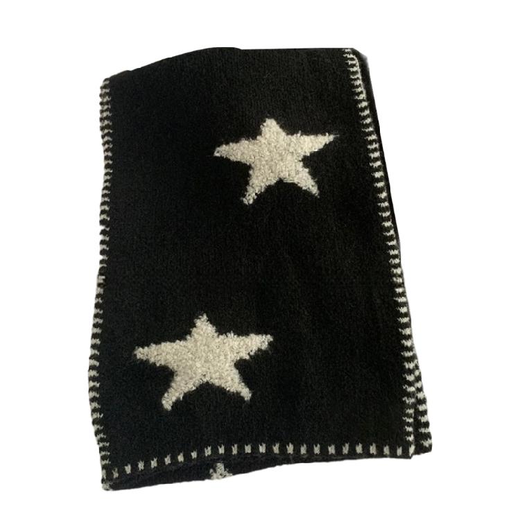 

Korean Winter Scarf Star Design Soft Warmth Light weight Polyester Unisex For Streetwear And Outings чёрный