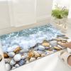 Ocean Wave Entrance Doormat Realistic Seaside Surf and Smooth Pebble Scenery Graphic Rug Relax Coastal Style Decor Mat Bathroom