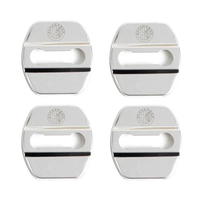 For Alfa Romeo 4Pcs Car Door Lock Protective Cover Sticker for Alfa Romeo Logo Sportiva Giulia Giulietta 159 156 MITO Stelvio 14