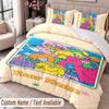 Custom Name Text 3Pcs Bedding Set Mr. Men & Little Miss Duvet Cover And Two Pillowcases