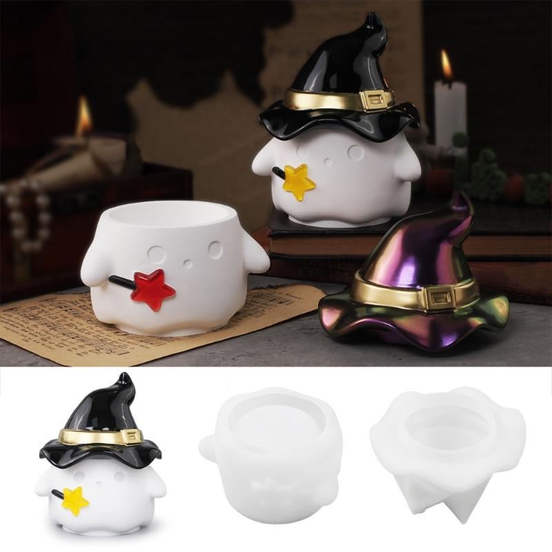 Hochtemperaturbeständige Silikonform für Vorratsglas Halloween-Geist-Themen-Kerzenhalterform Schmuckform