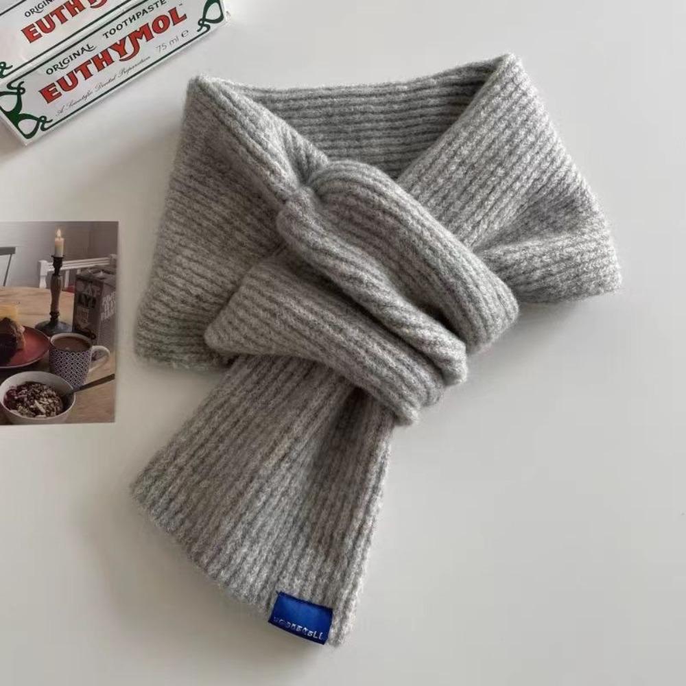 Woolen Cross Scarf Thicken Neck Scarf Neck Guard Shawl Short Neckerchief Women