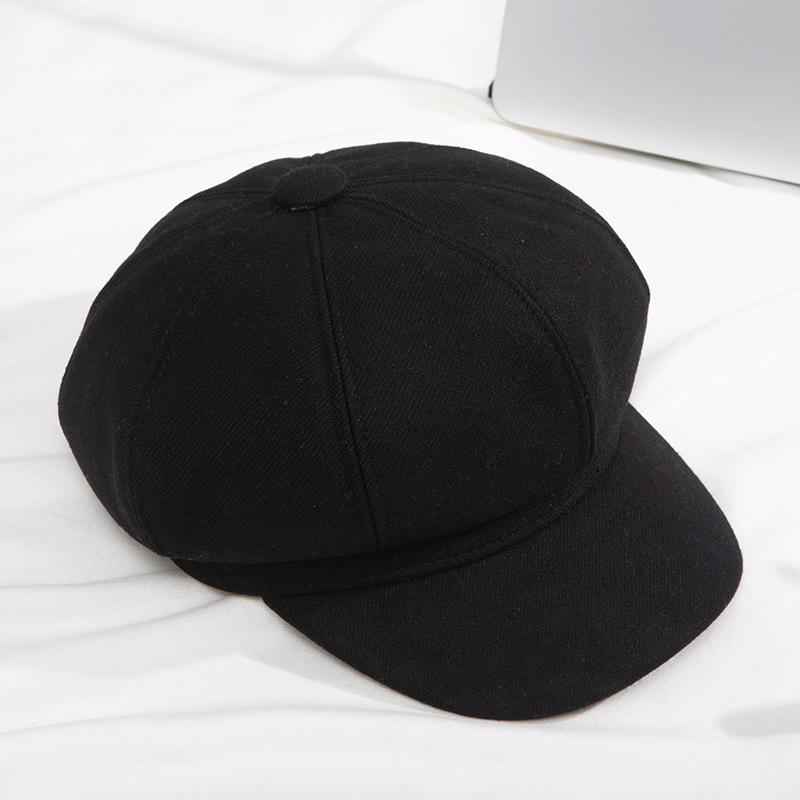 New women's autumn and winter octagonal hat trendy autumn and winter literary and versatile octagonal hat woolen octagonal hat