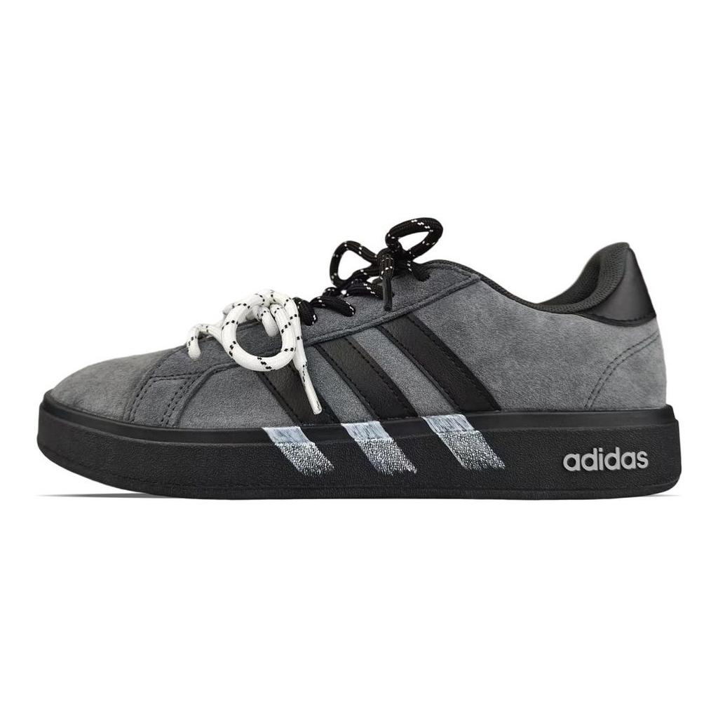 Adidas Grand Court Base 00s Synthetic Leather, Split Cow Leather Low top Skateboard Shoes Unisex Gray JR5542(Team478-)