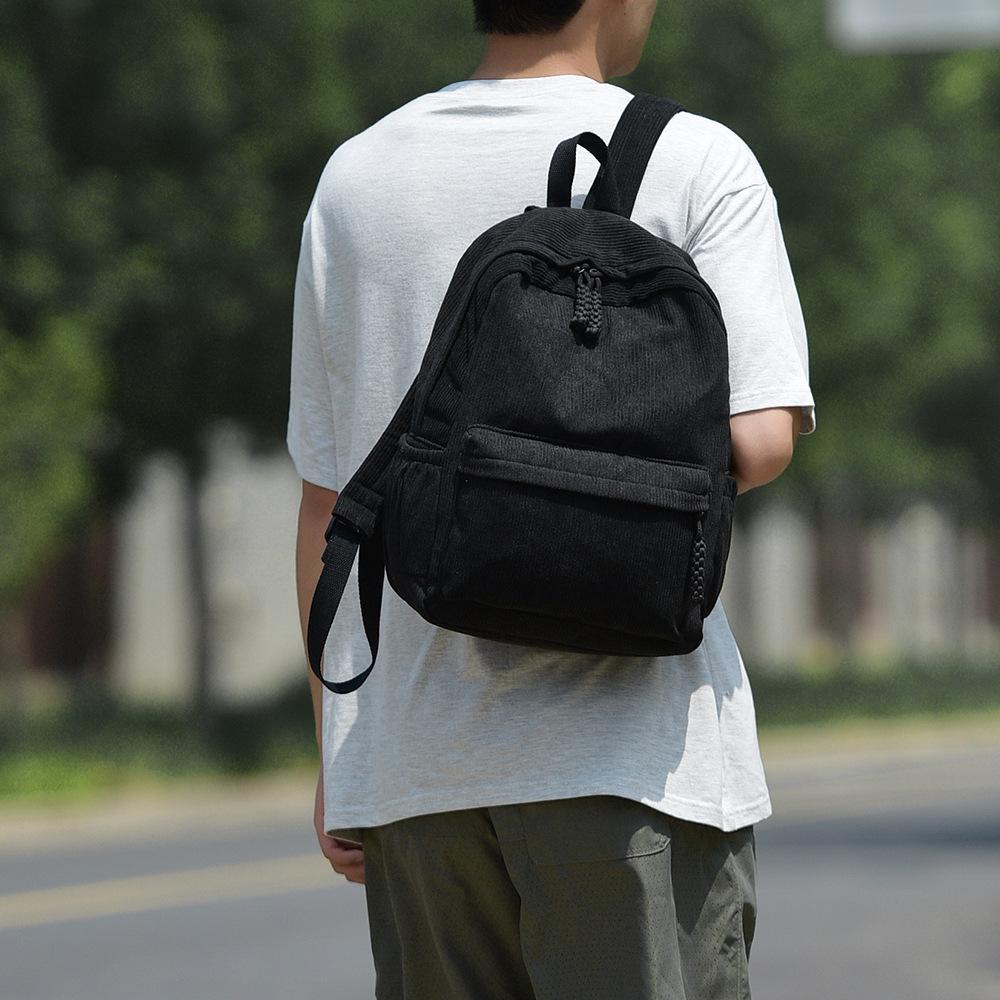 Versatile Simple Women Corduroy Backpack Solid Color Large Capacity Students Shoulder Bags Casual Travel Female Handbags
