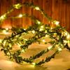 2M 3M 5M 10M LED String Light Green Leaf Garland Vine Fairy Lights Flexible Copper Battery Powered Party Wedding Decoration