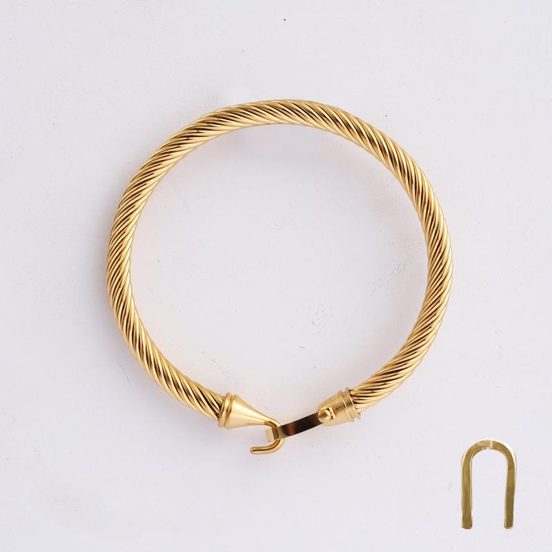 

Универсальный браслет из титановой стали с пряжкой в ​​виде подковы, браслет из витой проволоки, модные украшения, женские украшения Female
